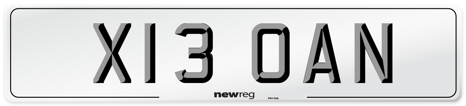 X13 OAN Number Plate from New Reg